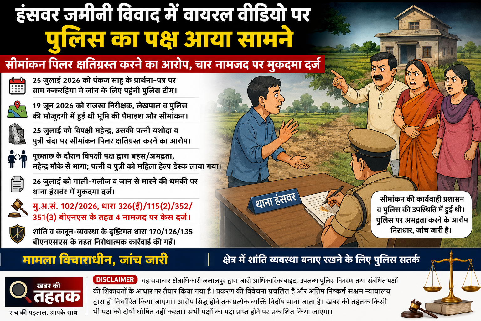 हंसवर जमीनी विवाद में वायरल वीडियो पर पुलिस का पक्ष आया सामने, चार नामजद पर मुकदमा दर्ज