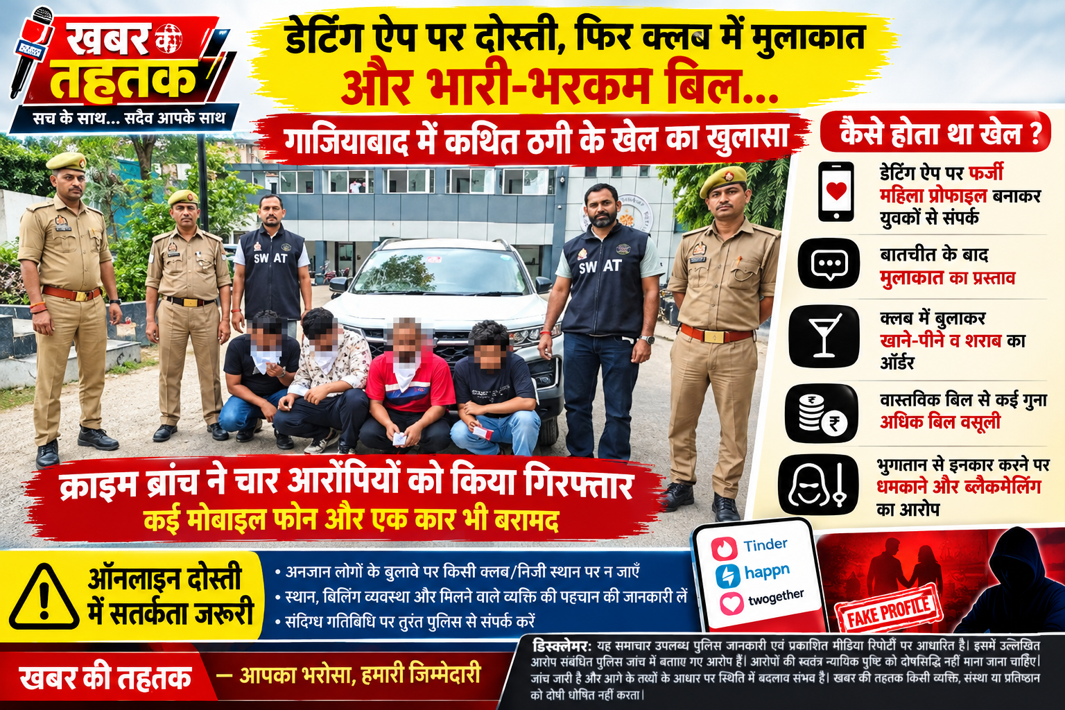 डेटिंग ऐप पर दोस्ती, फिर क्लब में मुलाकात और भारी-भरकम बिल… गाजियाबाद में कथित ठगी के खेल का खुलासा
