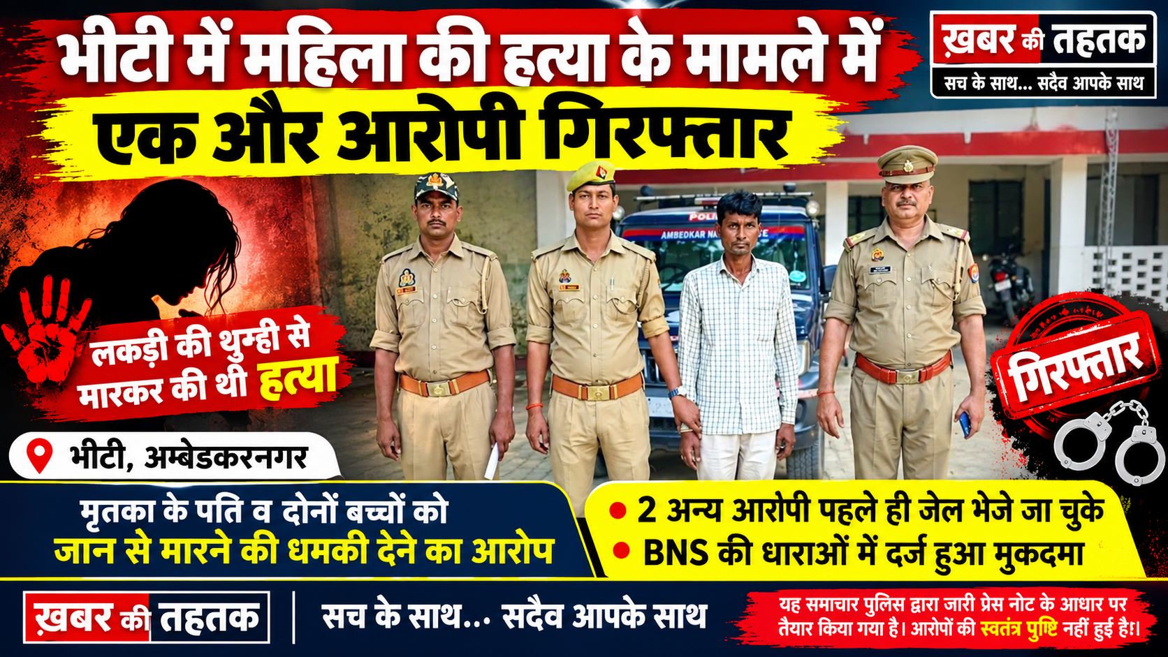 महिला की हत्या के मामले में वांछित आरोपी गिरफ्तार, दो अन्य आरोपी पहले ही भेजे जा चुके हैं जेल
